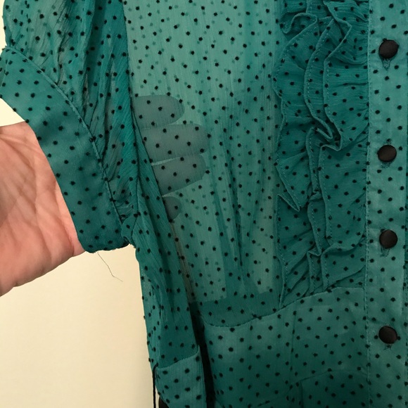 Women’s dress Teal with black polka dots - Picture 3 of 6